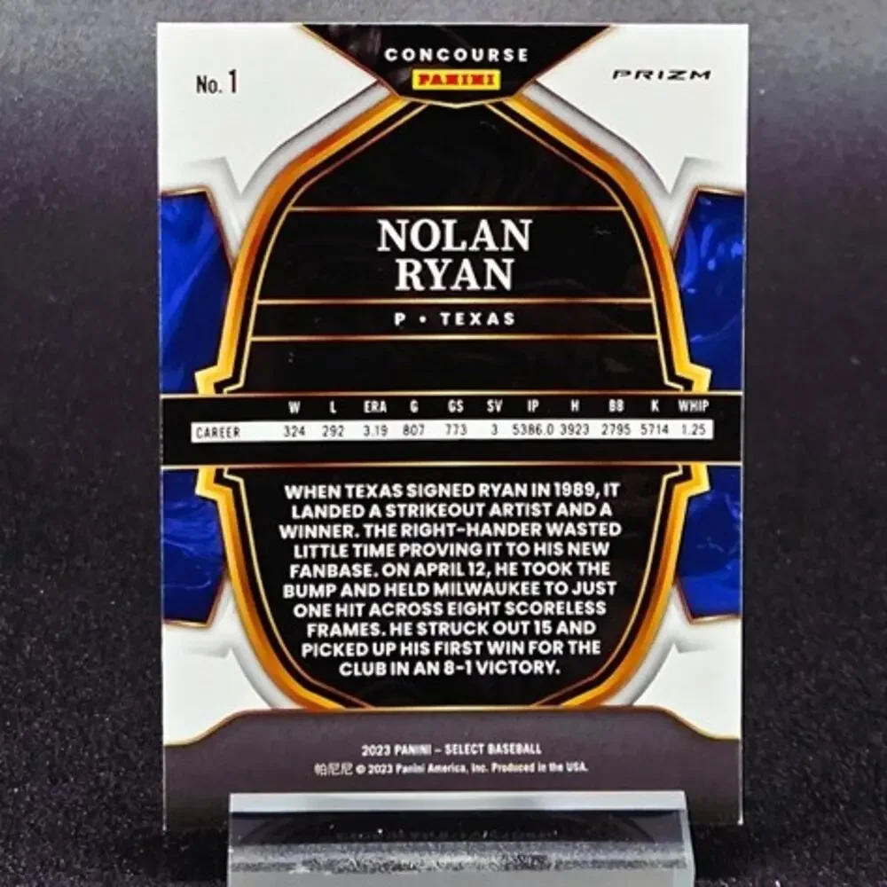 Nolan Ryan Cooperstown Rapture Select Blue Prizm Rangers Astros Hall of Fame